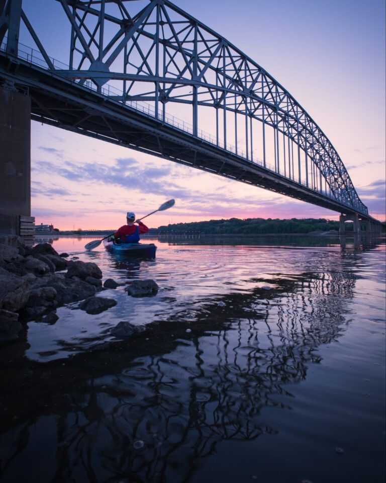 Sunrise Paddle Under Julien Dubuque Bridge
